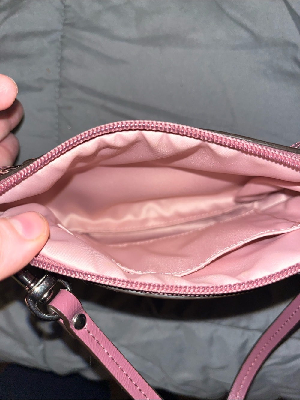 Coach Plum Signature Wristlet with Leather Trim - Picture 2 of 2